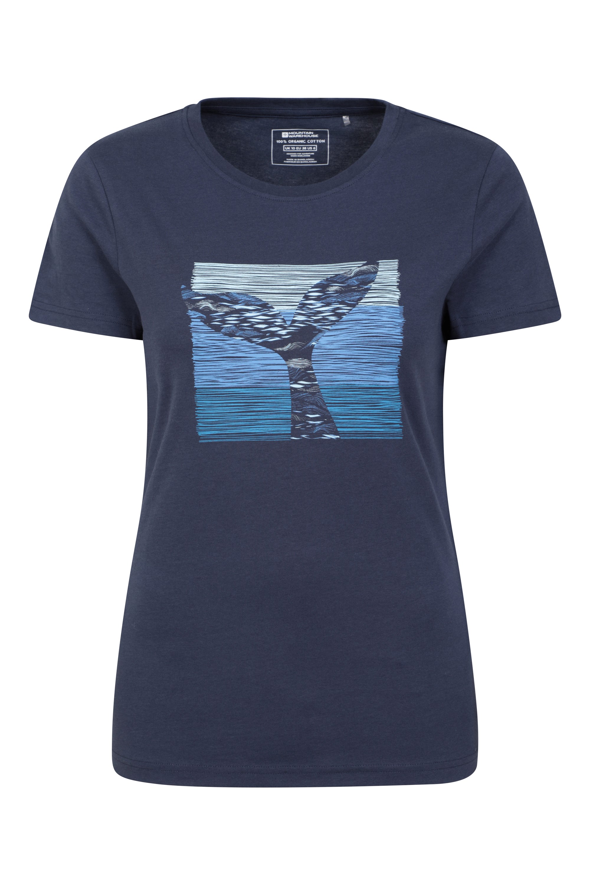 Whale Tail Womens Organic T-Shirt - Navy