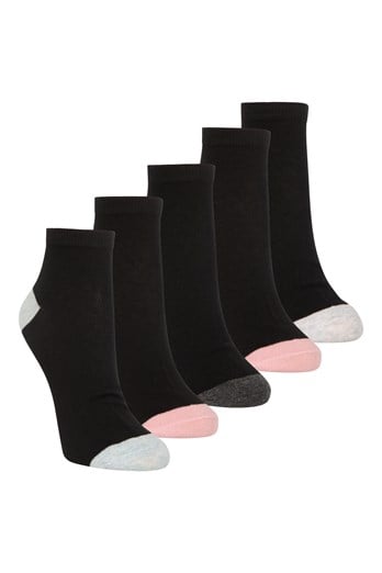 Everyday Womens Polygiene Trainer Sock - 5 Pack Jet Black