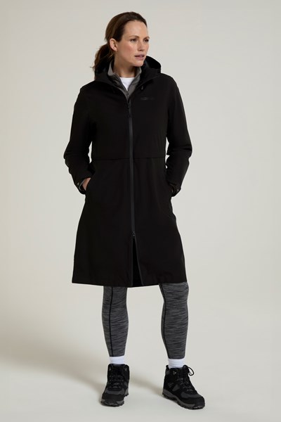 Hilltop Womens Extra Long Waterproof Jacket - Black
