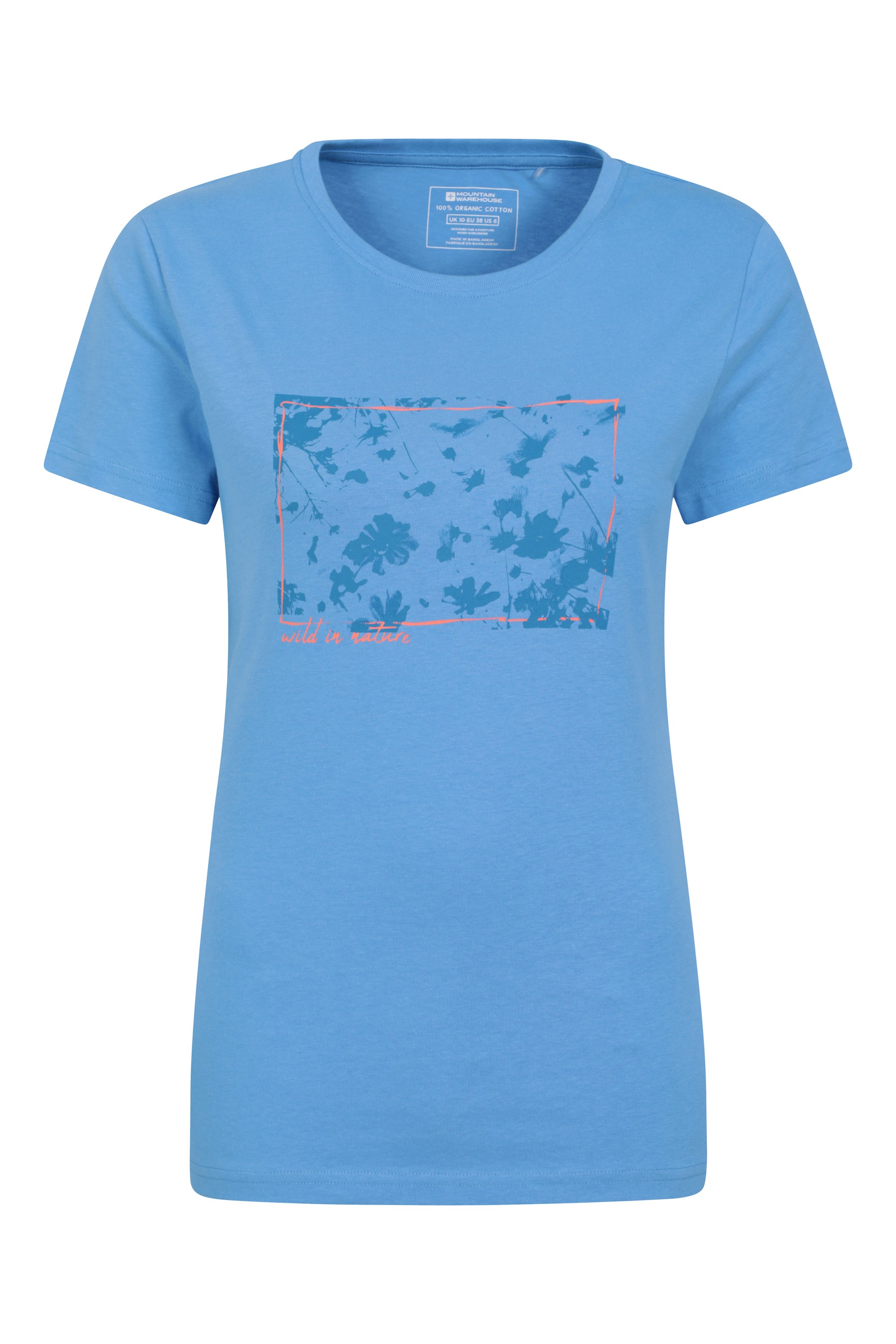 Digital Flower Womens Organic Printed T-Shirt - Blue