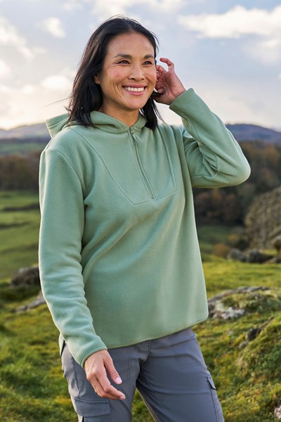 Corrie Womens Hooded Half-Zip Fleece - Green