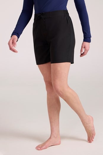 Quick Dry Womens Long Board Shorts Jet Black