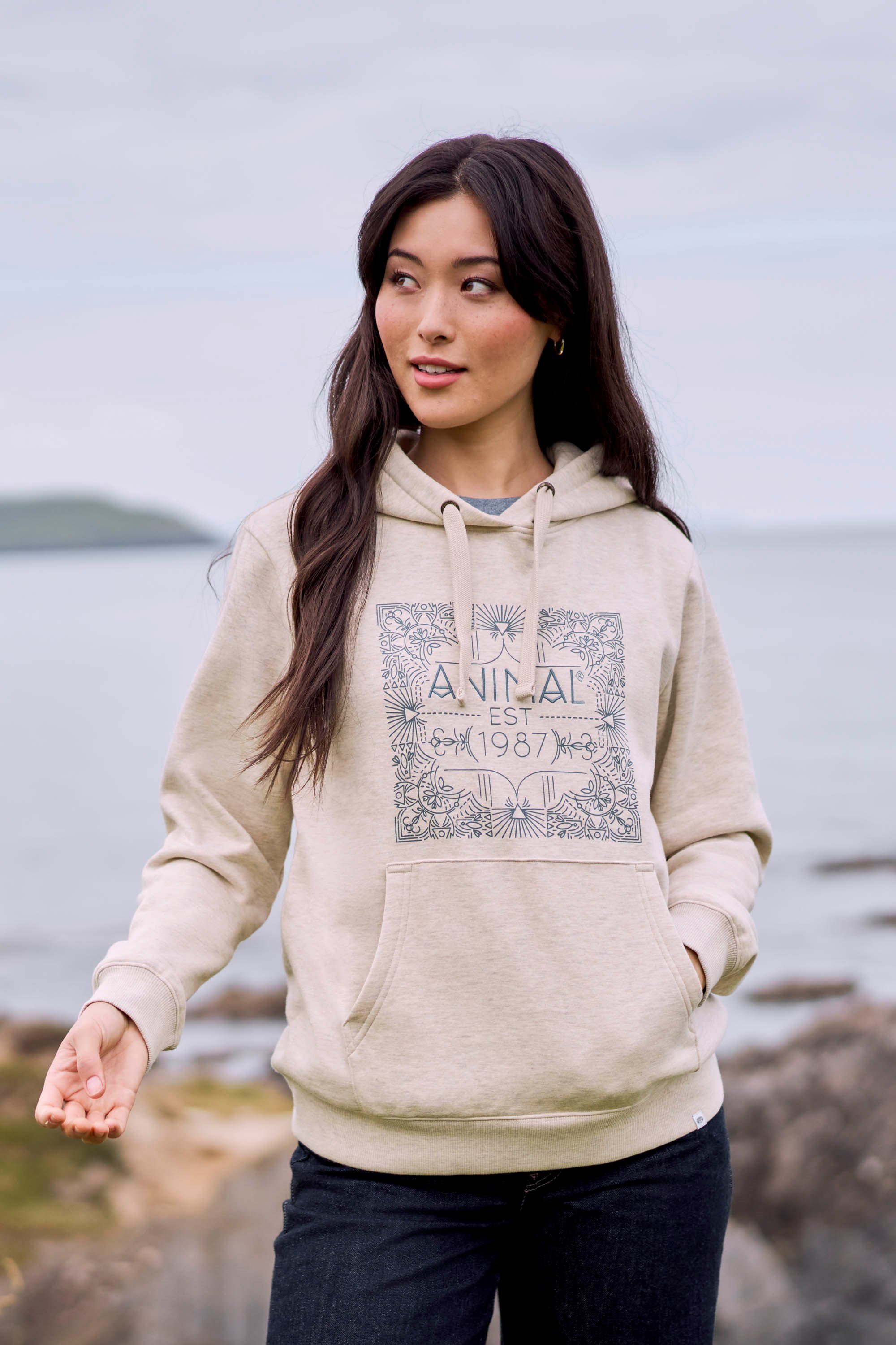 Maya Womens Graphic Hoodie Brown