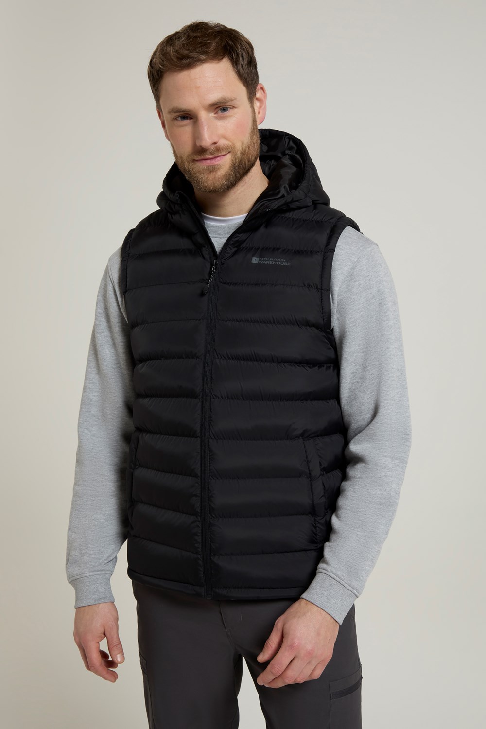 Mountain Warehouse Men's Seasons Hooded Padded Gilet Waterproof Outdoor Jacket