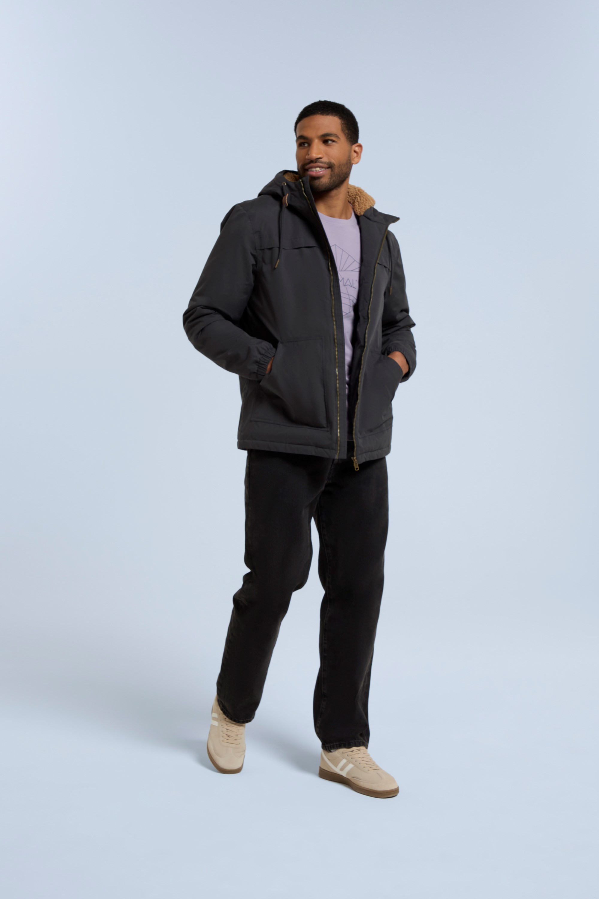 Black borg lined puffer jacket online