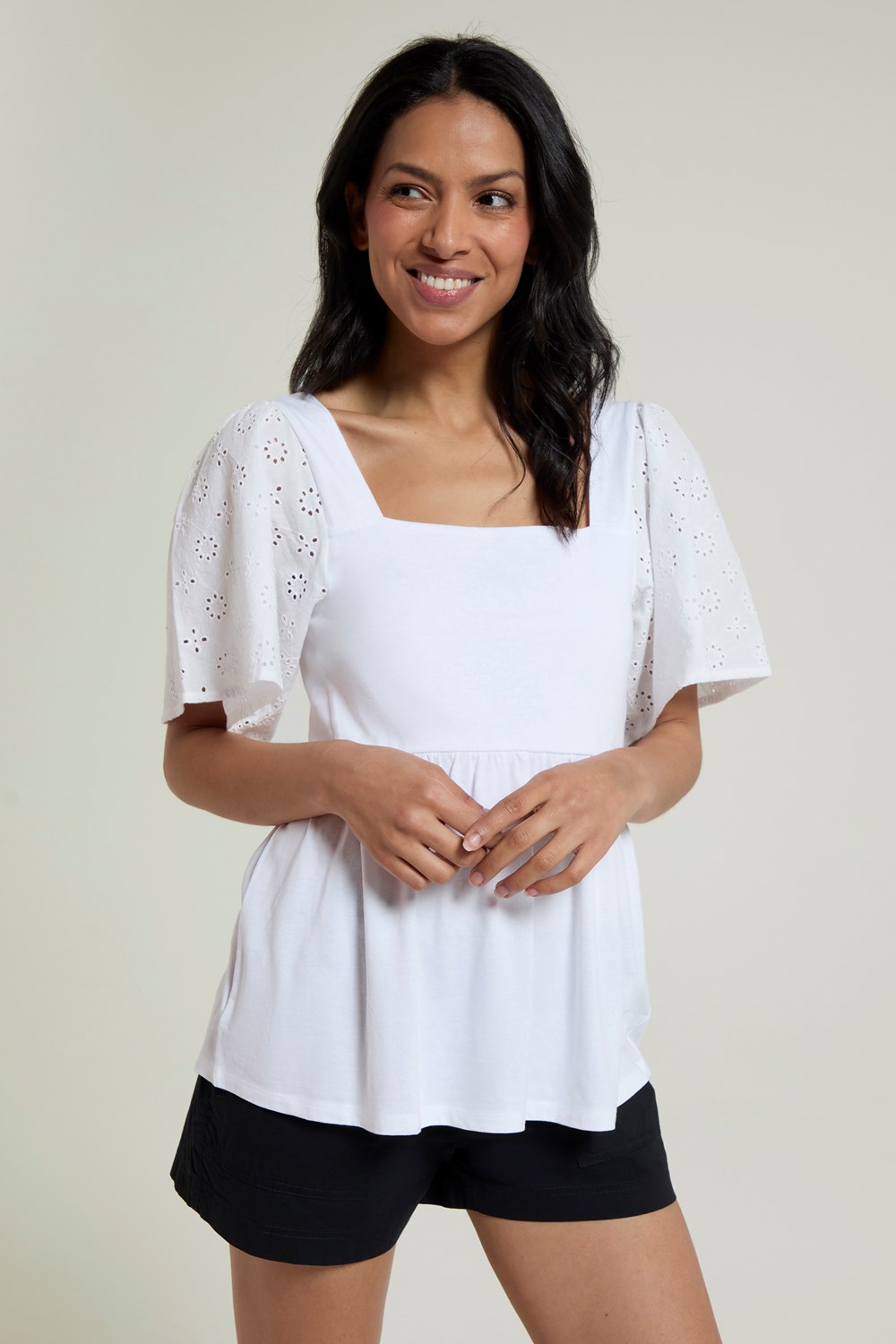 Mountain Warehouse Verona Womens Broderie Sleeve Top Summer Shirt Ladies Blouse - Picture 20 of 28