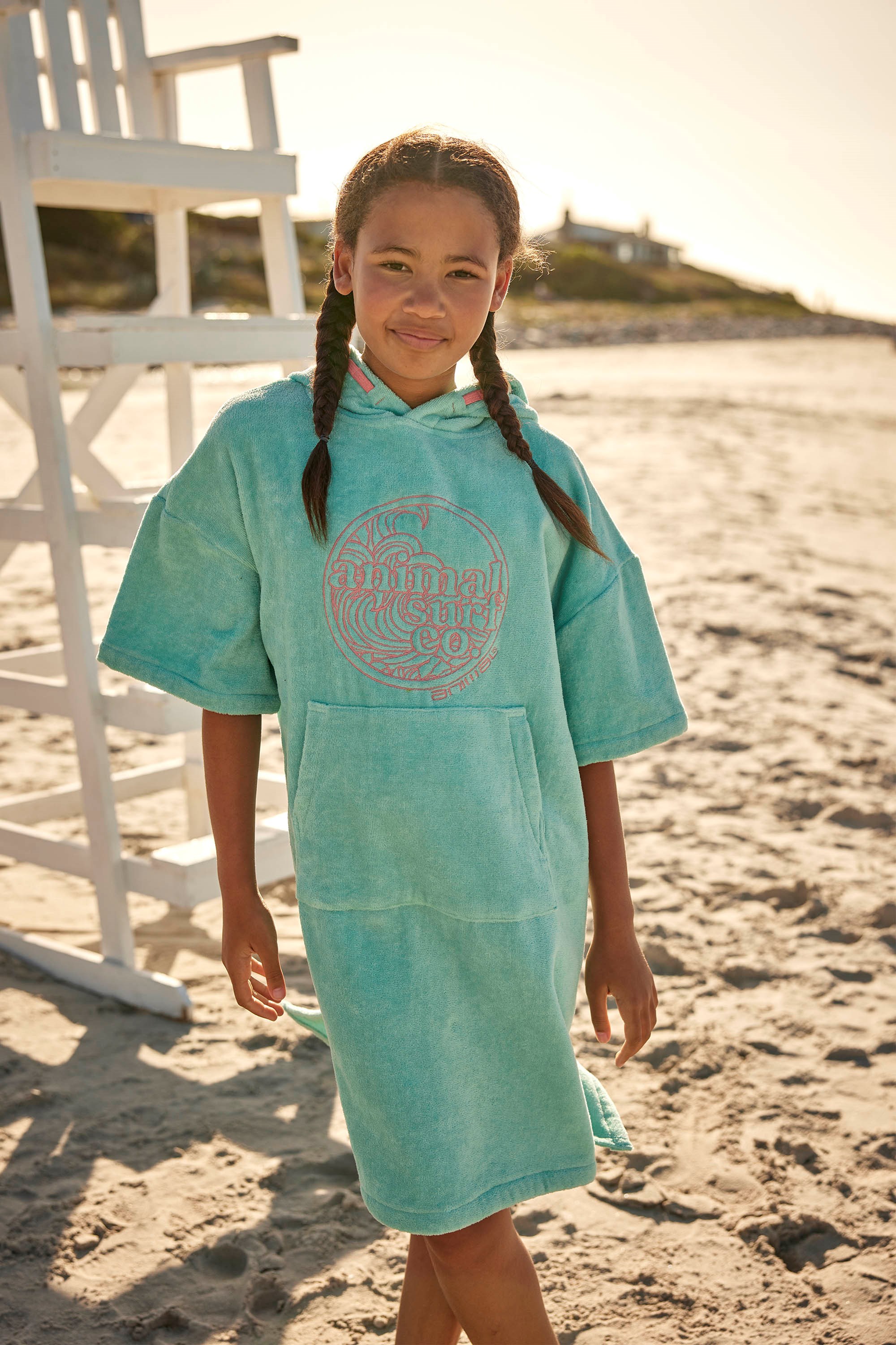 Gill Kids Organic Towelling Poncho - Turquoise