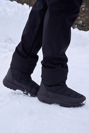 Icey Womens Short Fleece Lined Snow Boots Black