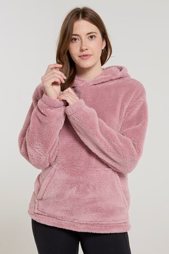 Teddy Womens Fleece Hoodie Light Pink