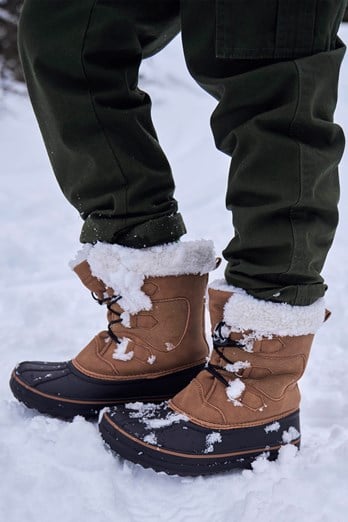 Casual Kids Adaptive Lace Up Snow Boot Tan