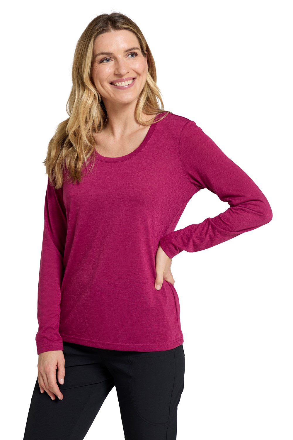 Mountain Warehouse Agra Women's Long Sleeve Slub Tee Lightweight Quick Dry Top - Picture 22 of 50