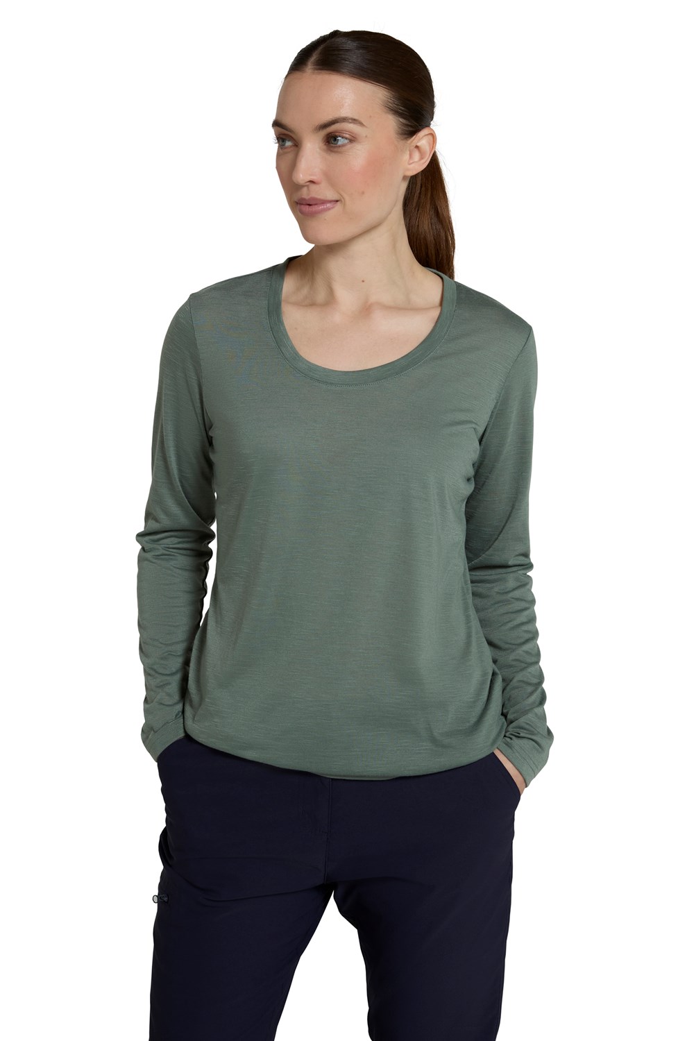 Mountain Warehouse Agra Women's Long Sleeve Slub Tee Lightweight Quick Dry Top - Picture 33 of 50