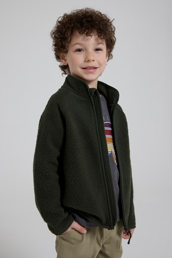 Fern Kids Borg Raglan Fleece Jacket Dark Khaki