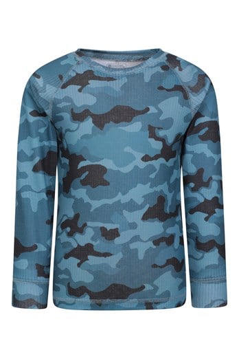 Talus Printed Kids Baselayer Top Navy