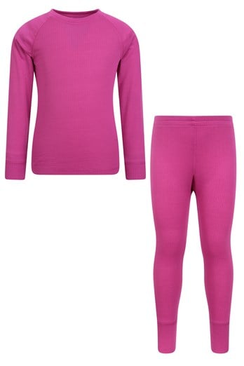 Talus Kids Plain Base Layer Set Bright Pink