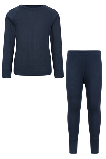 Talus Kids Plain Base Layer Set Navy