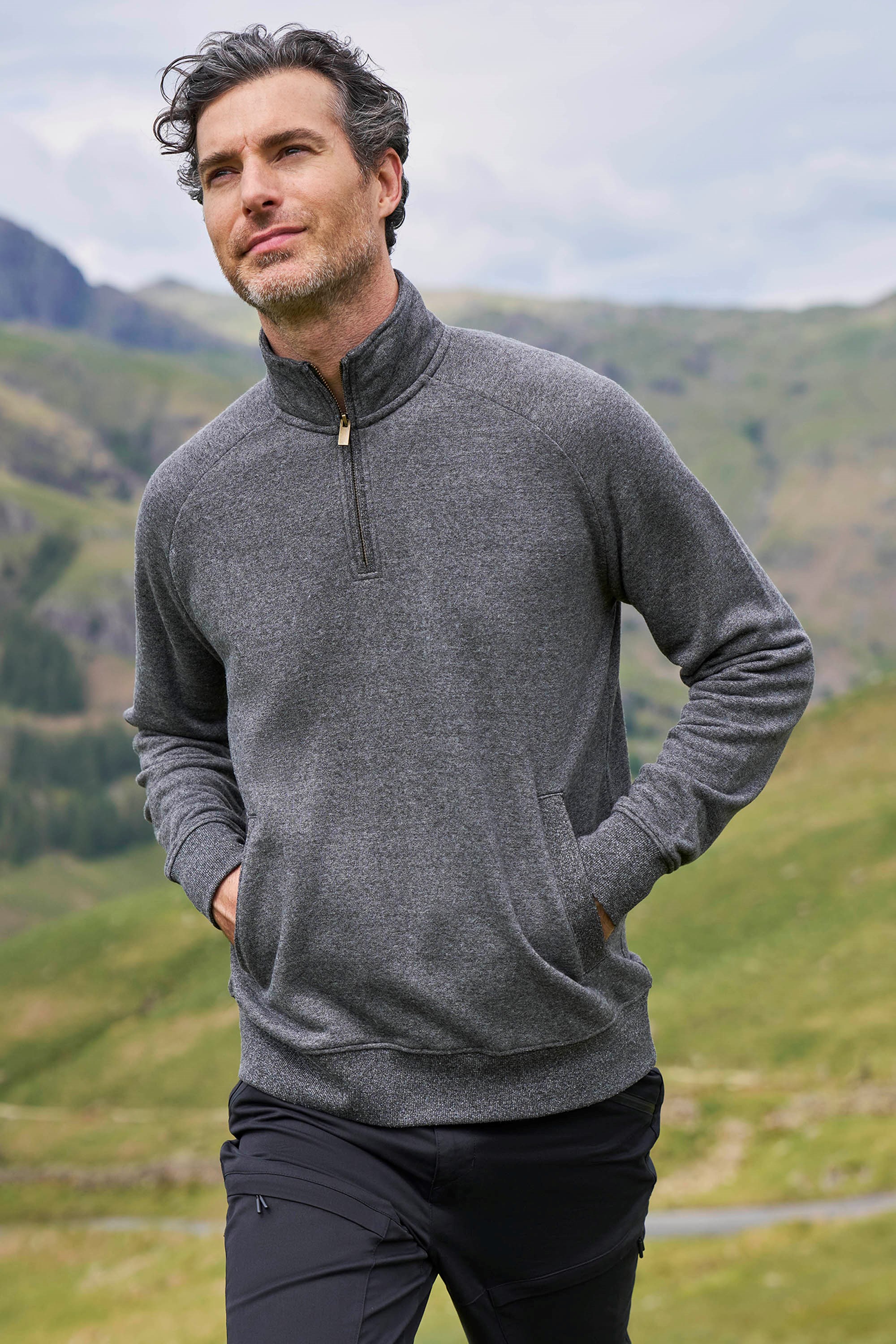 Mountain Warehouse Bamburgh Mens Half Zip Sweater Grey Size M