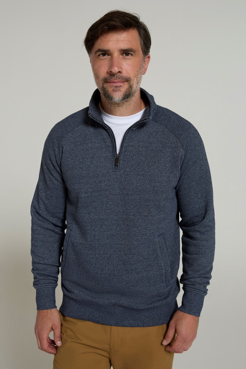 Mountain Warehouse Bamburgh Men's Half Zip Funnel Top Gents Stylish Warm Jumper