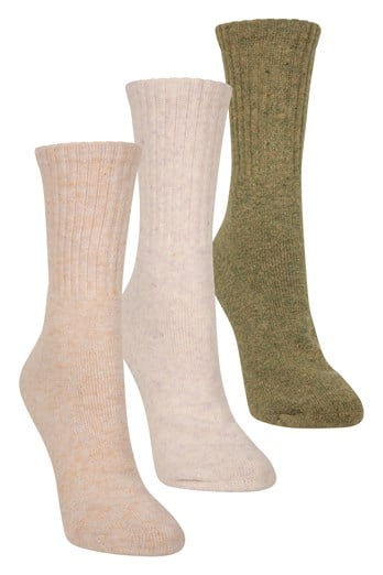 Outdoor Womens Merino Mid-Calf Socks 3-Pack Beige