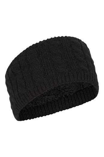 Plush Fur Lined Womens Headband Black