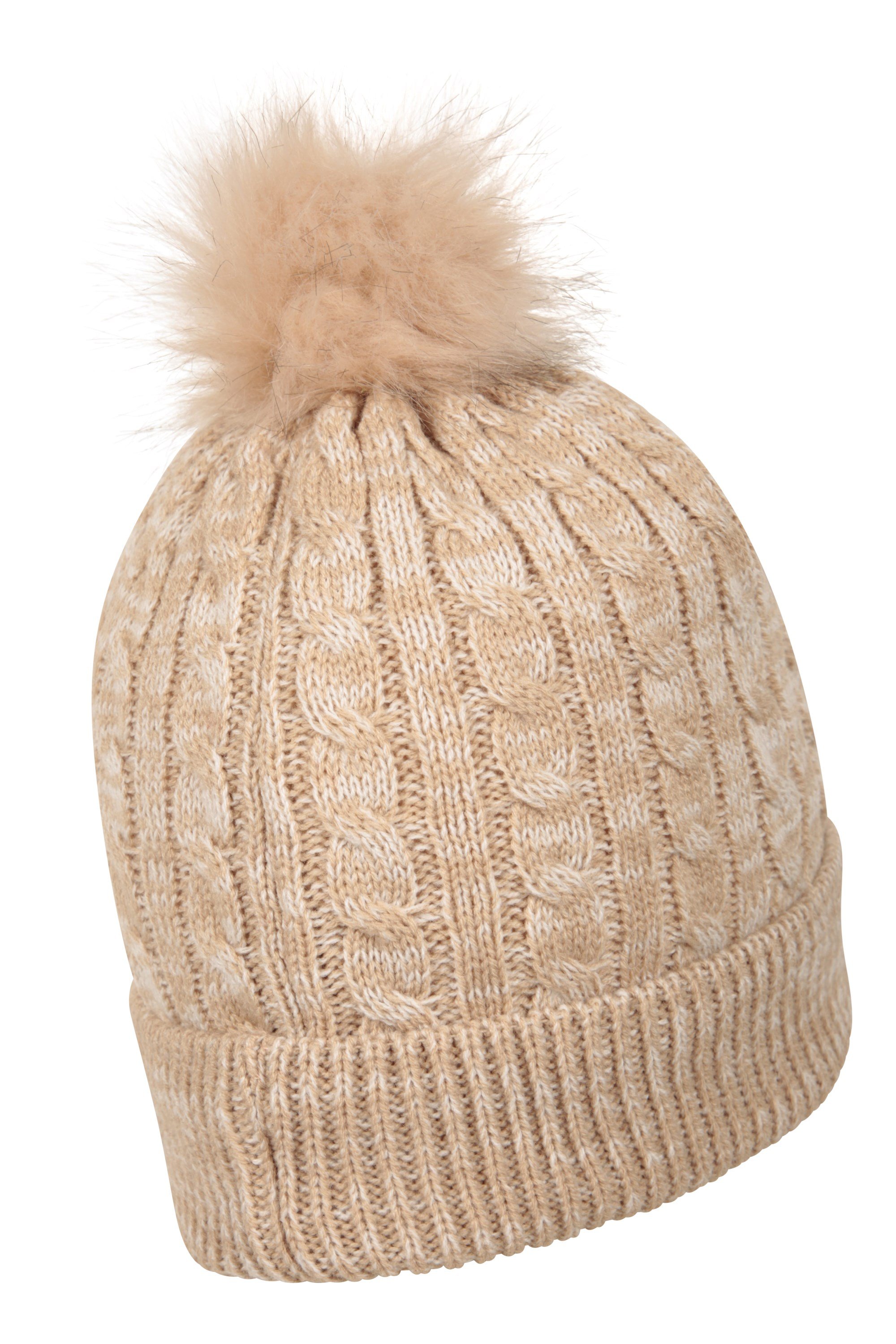 Plush Fur Lined Womens Pom Beanie