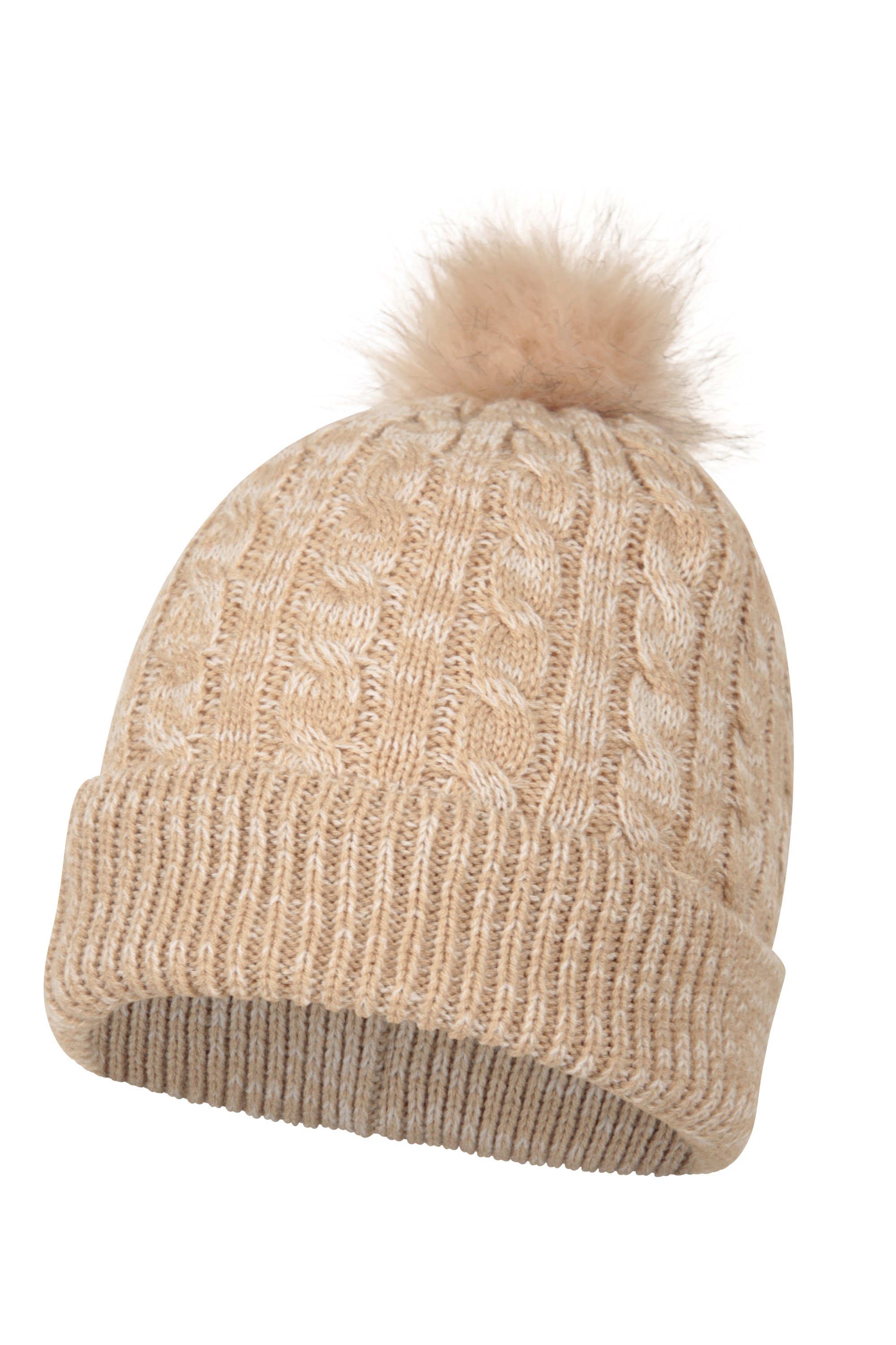 Plush Fur Lined Womens Pom Beanie