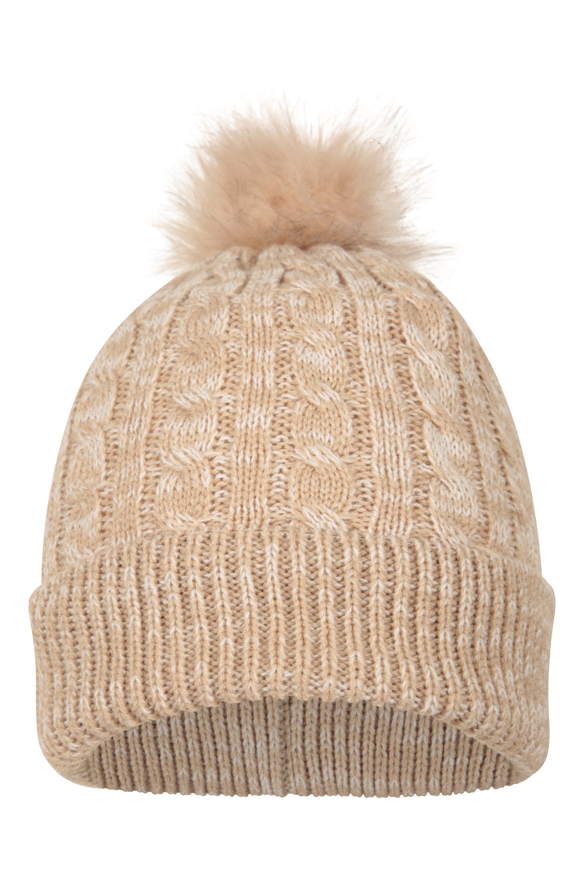 Plush Fur Lined Womens Pom Beanie