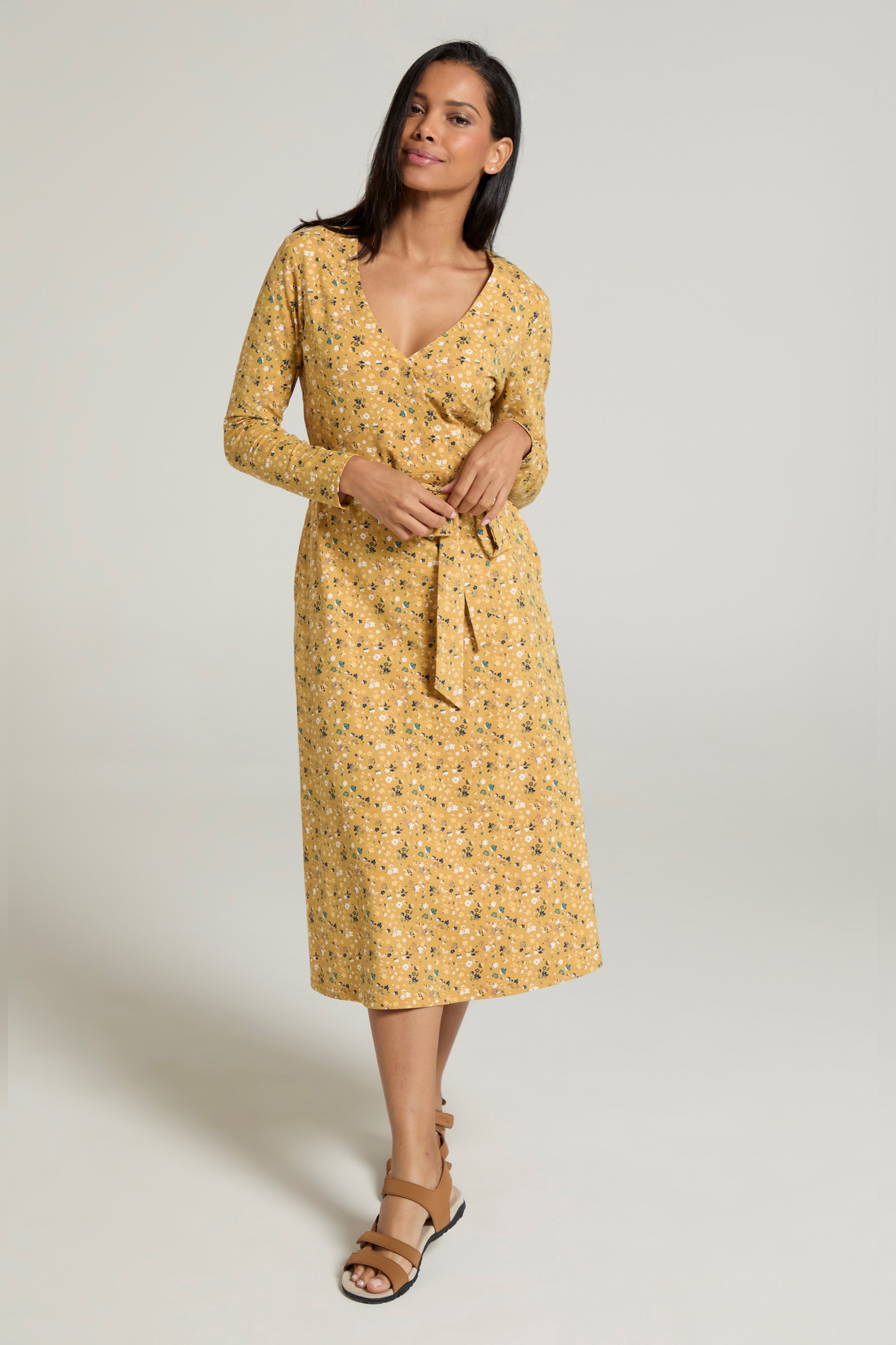 Mixed spot midi dress warehouse online