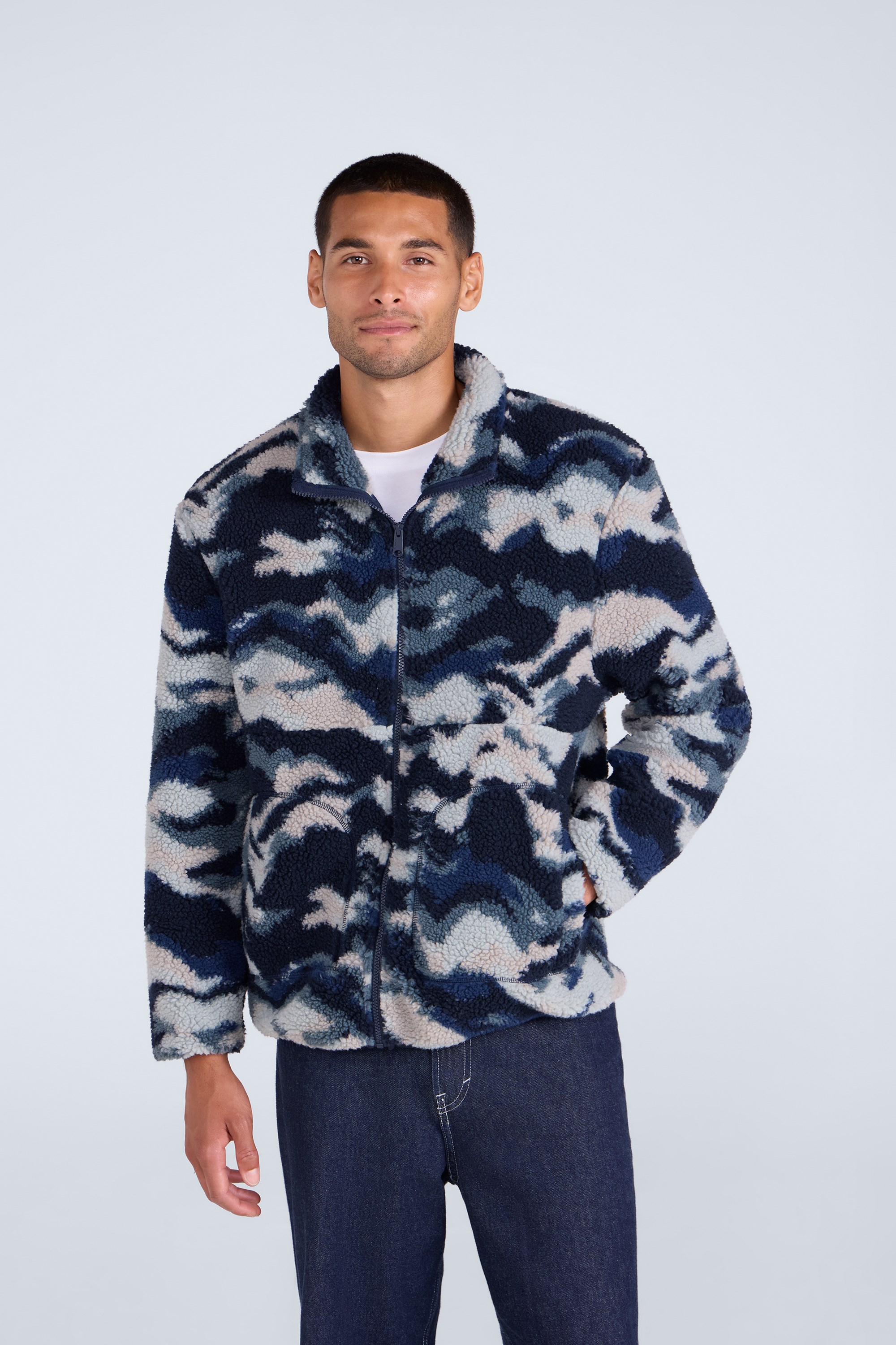 Hennie Mens Printed Borg Jacket