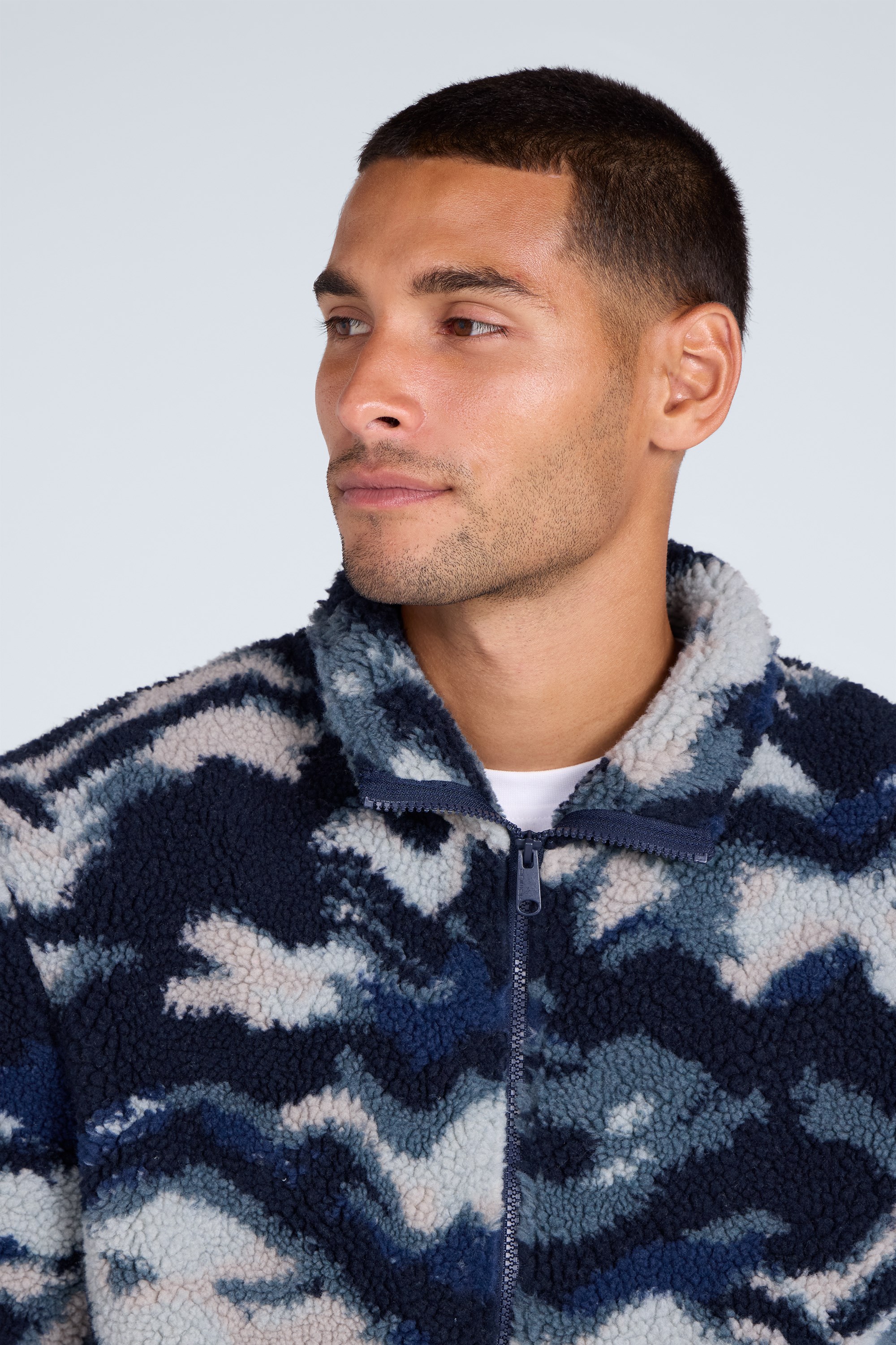 Hennie Mens Printed Borg Jacket