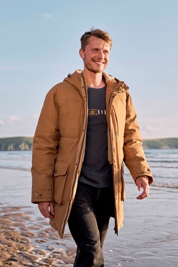 Fistral Mens Borg Lined Parka Tan