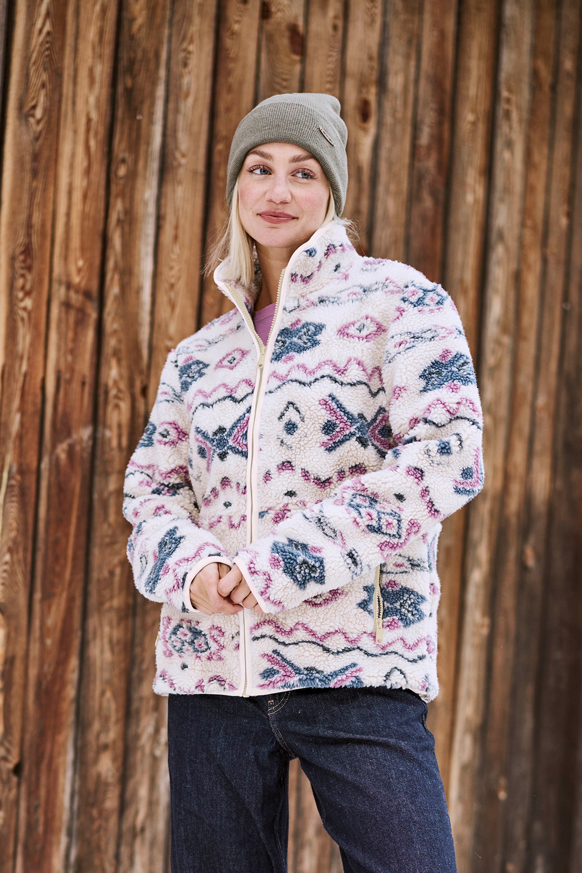 056717 ANIMAL HENNIE RECYCLED PRINTED BORG JACKET