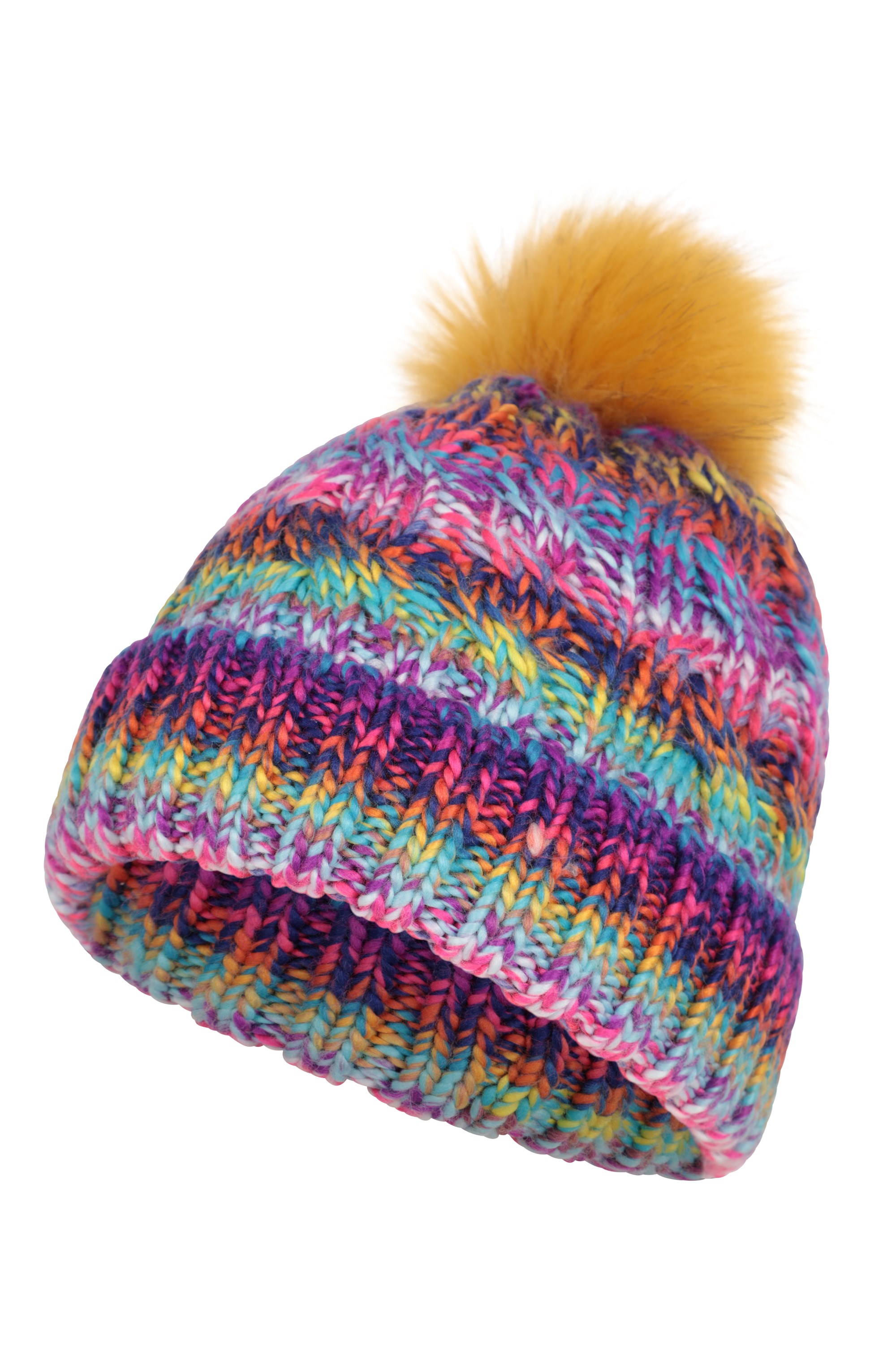 Rainbow Geneva Sherpa Lined Womens Pom Beanie