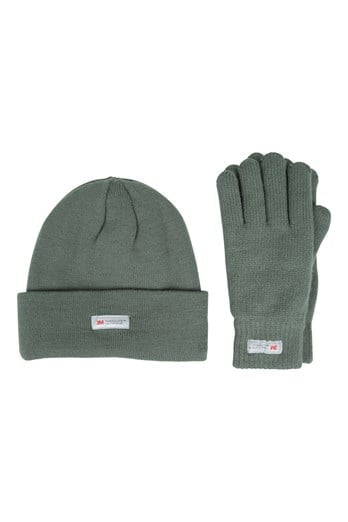 Thinsulate Fleece Lined Womens Hat & Glove Set Green