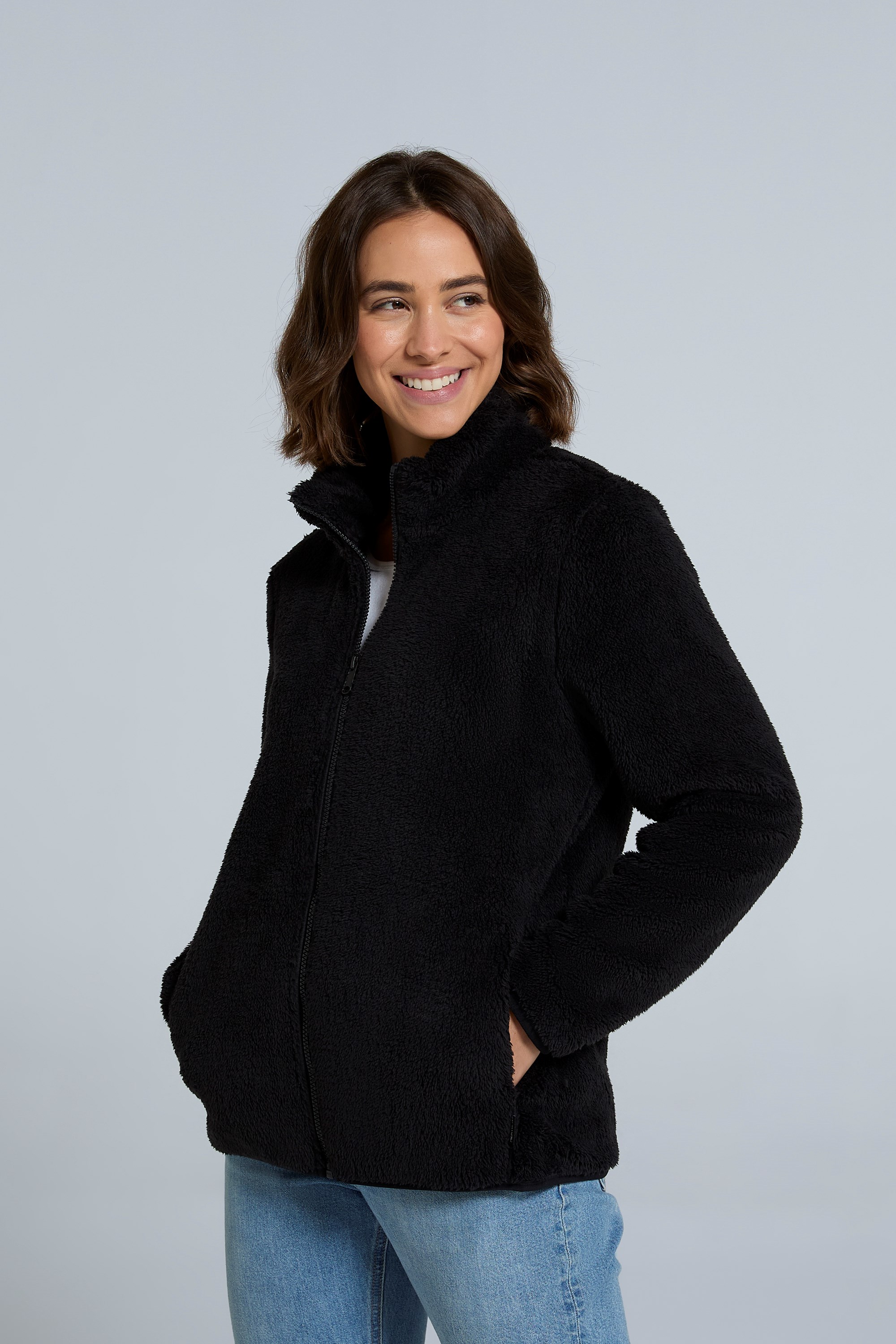 Warehouse teddy coat black on sale