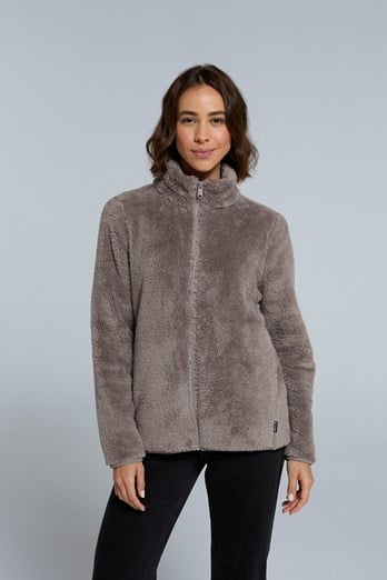 Teddy Womens Fleece Jacket Taupe