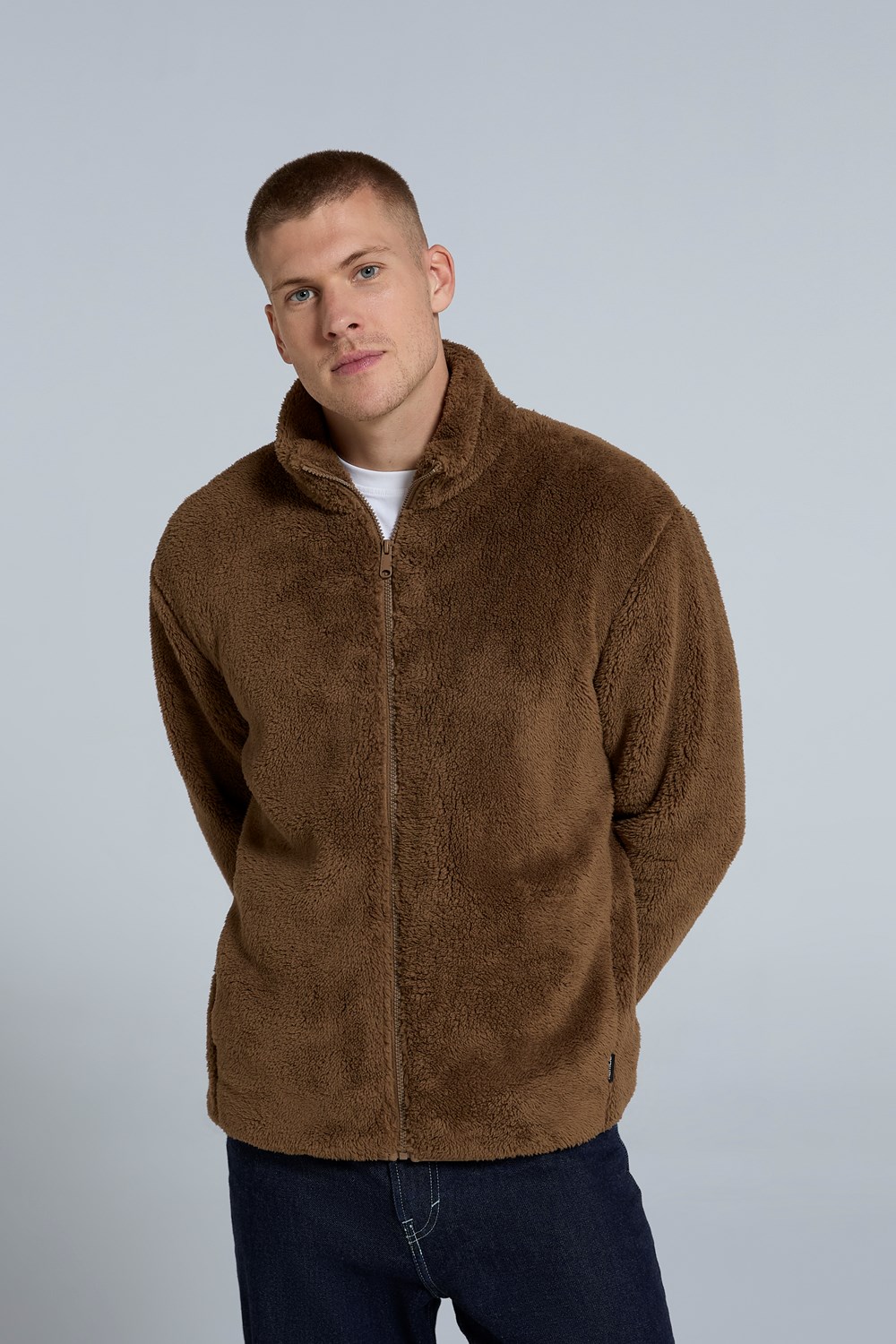 Chaqueta polar de peluche animal para hombre caballero cálida cremallera completa ropa exterior capa intermedia suave - Imagen 19 de 47