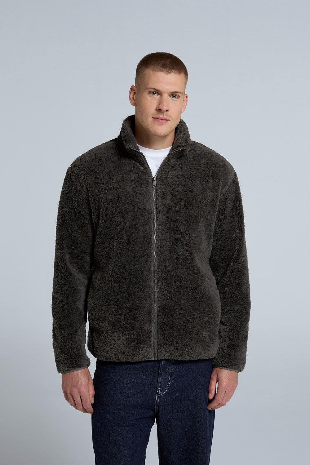 Chaqueta polar de peluche animal para hombre caballero cálida cremallera completa ropa exterior capa intermedia suave - Imagen 28 de 47