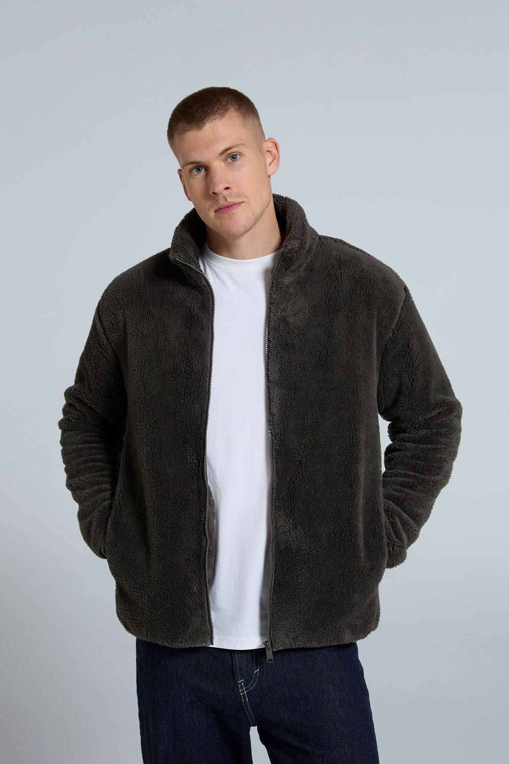 Chaqueta polar de peluche animal para hombre caballero cálida cremallera completa ropa exterior capa intermedia suave - Imagen 31 de 47