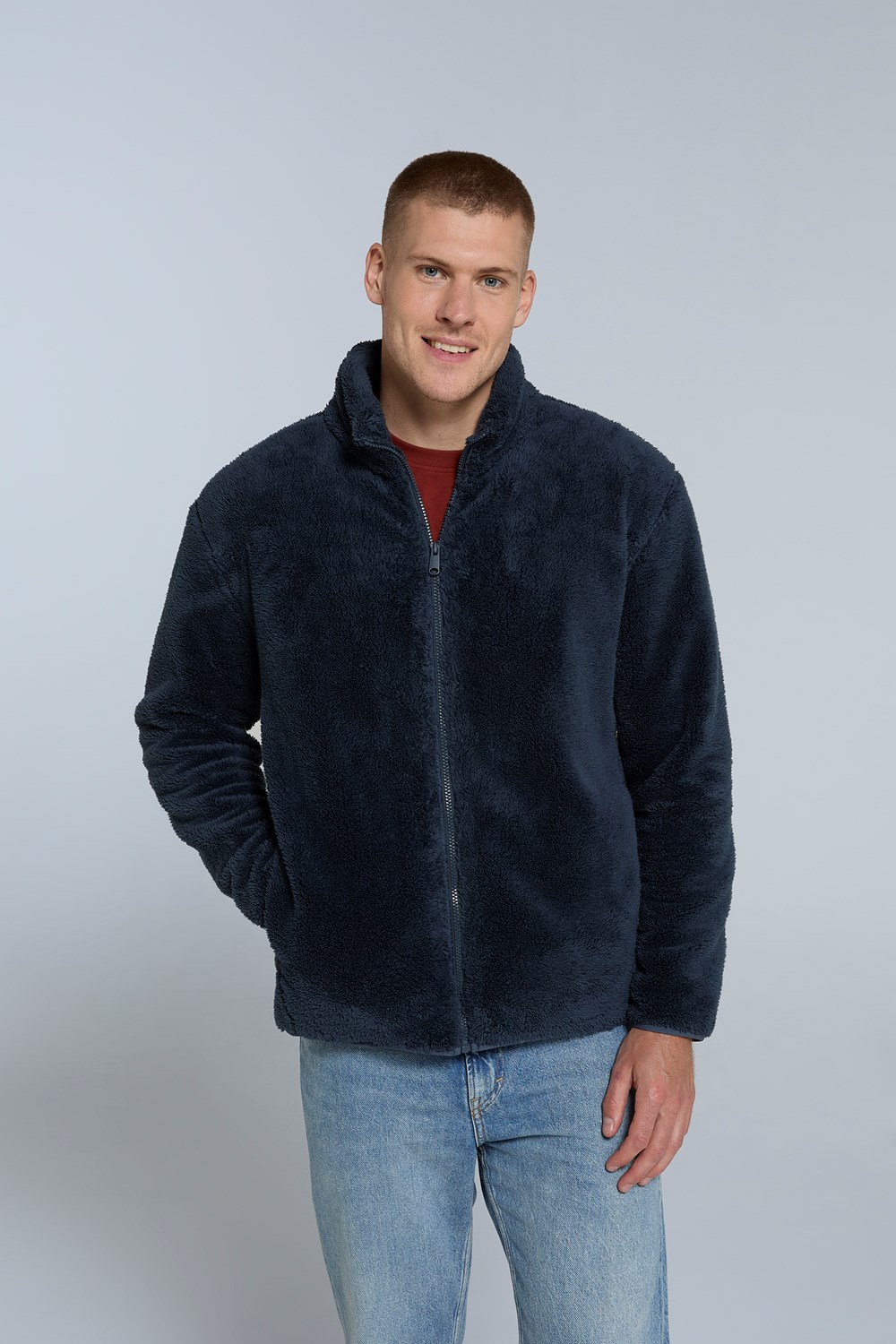 Chaqueta polar de peluche animal para hombre caballero cálida cremallera completa ropa exterior capa intermedia suave - Imagen 38 de 47
