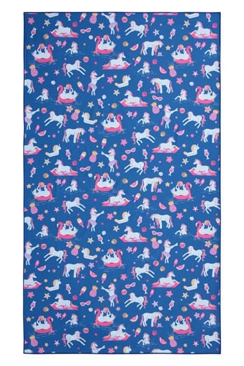 Kids Printed Microfibre Towel Blue