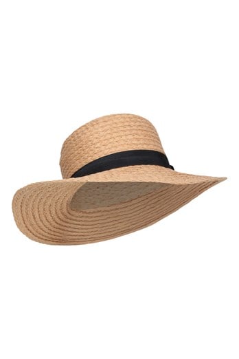 Womens Straw Brim Hat Beige