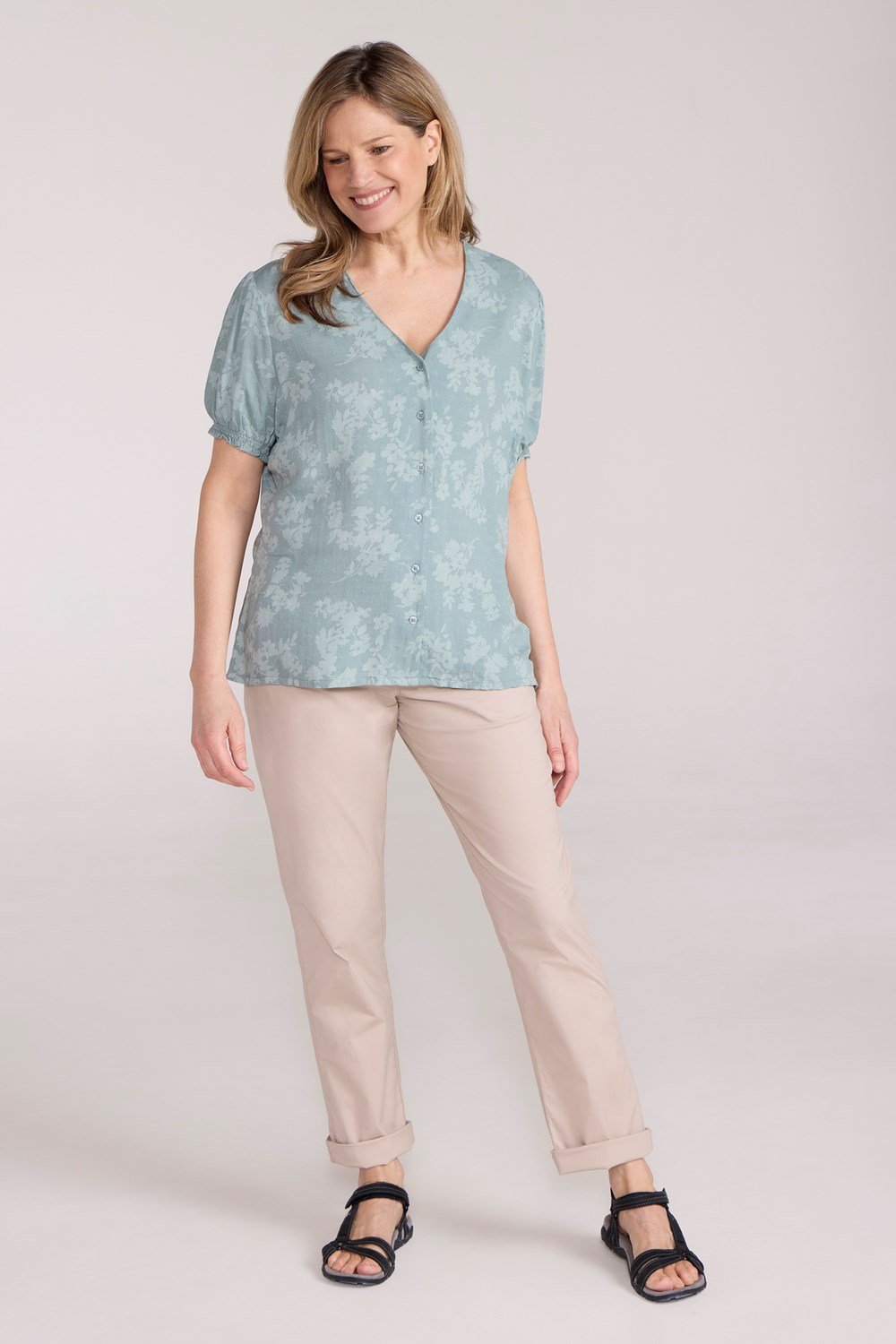 Mountain Warehouse Cannes Womens Button Through V-Neck Top Shirt - Picture 14 of 33