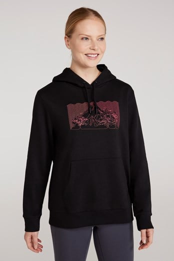 Printed Womens Ombre Mountain Hoodie Black