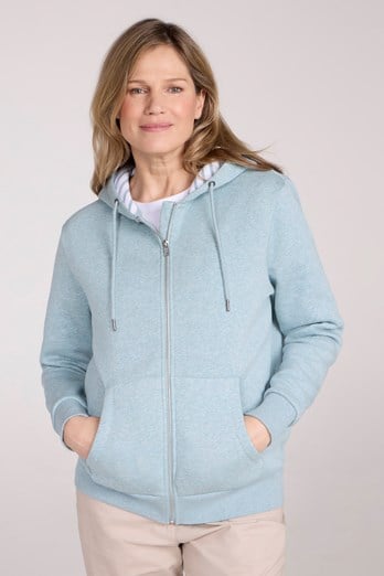 Penzance Womens Zip-Through Hoodie Pale Green