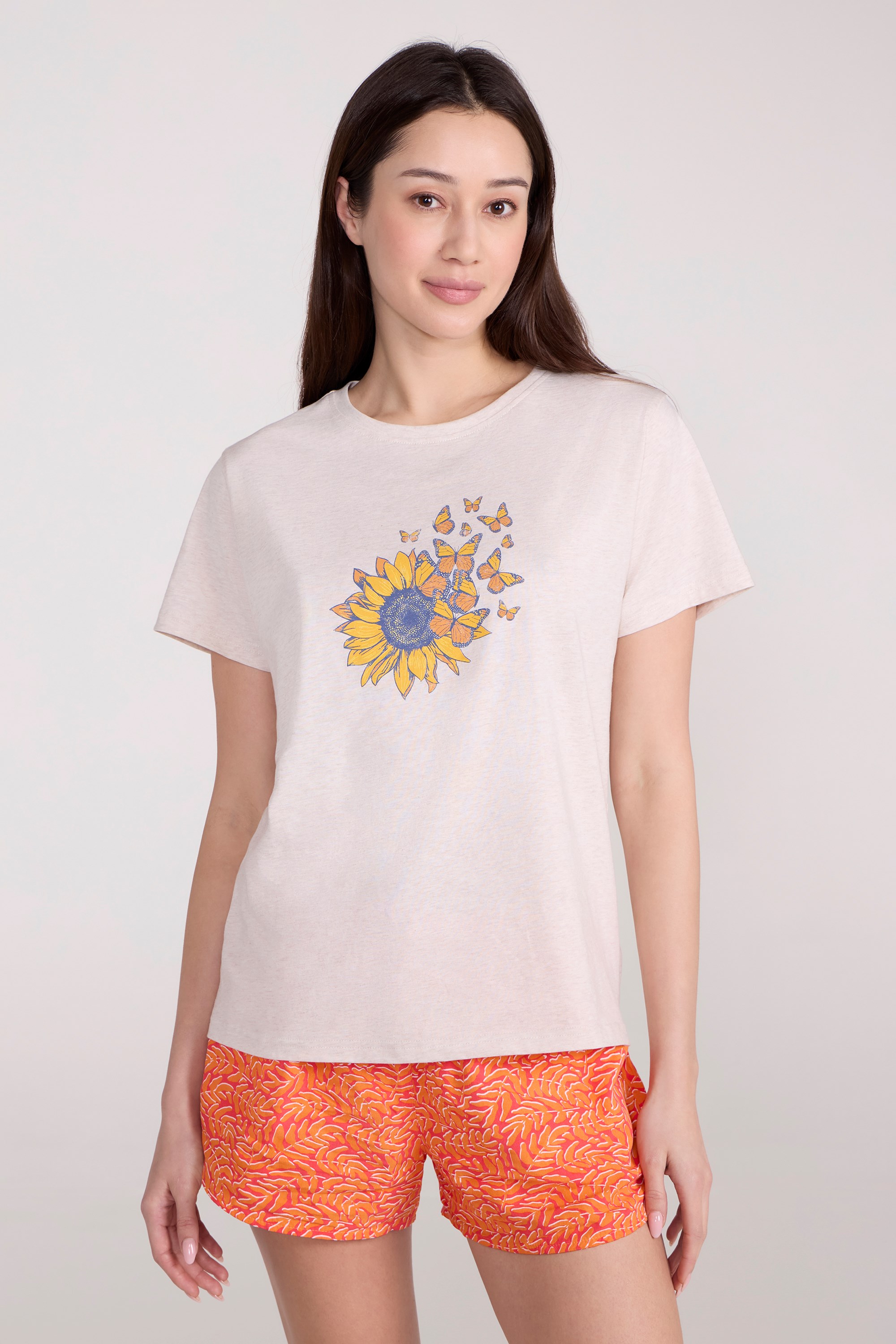 Printed Womens Sunflower Relaxed Fit T-Shirt