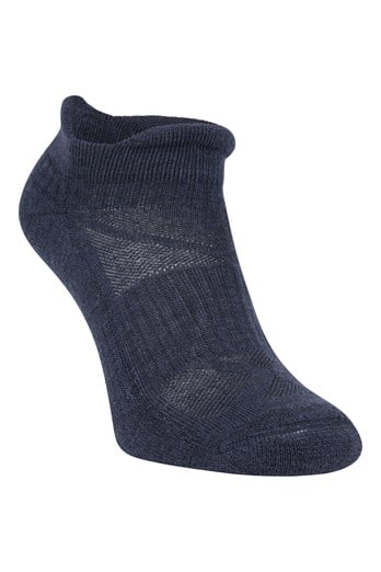 Seamless Mens Merino Anti-Blister Trainer Socks Navy