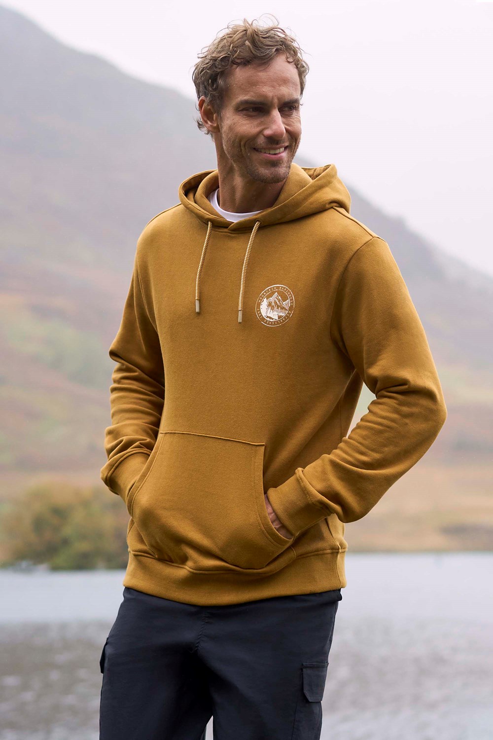 Mountain Warehouse Mens Sunrise Mountain Badge Graphic Overhead Hoodie In