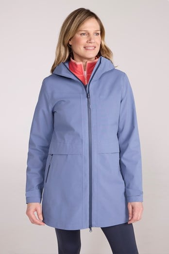 April Womens Longline Waterproof Jacket Blue