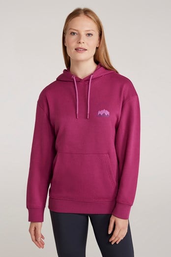 Printed Mountain Scene Womens Relaxed Fit Hoodie Berry